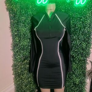 AKIRA Black and White Long Sleeve Dress